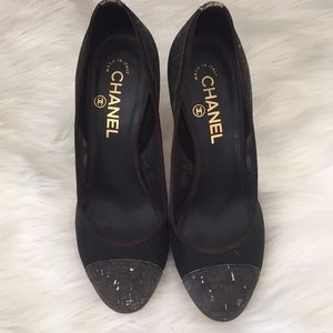 Chanel shoes, cork and mesh detail, size 37